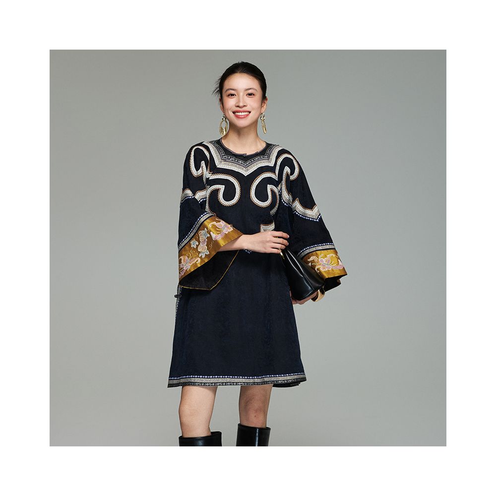 First Encounter with Thirteen Mothers Shanghai Non Fragrant Cloud Yarn Silk Dress New Chinese Style Mulberry Silk Hanfu Dress image 2
