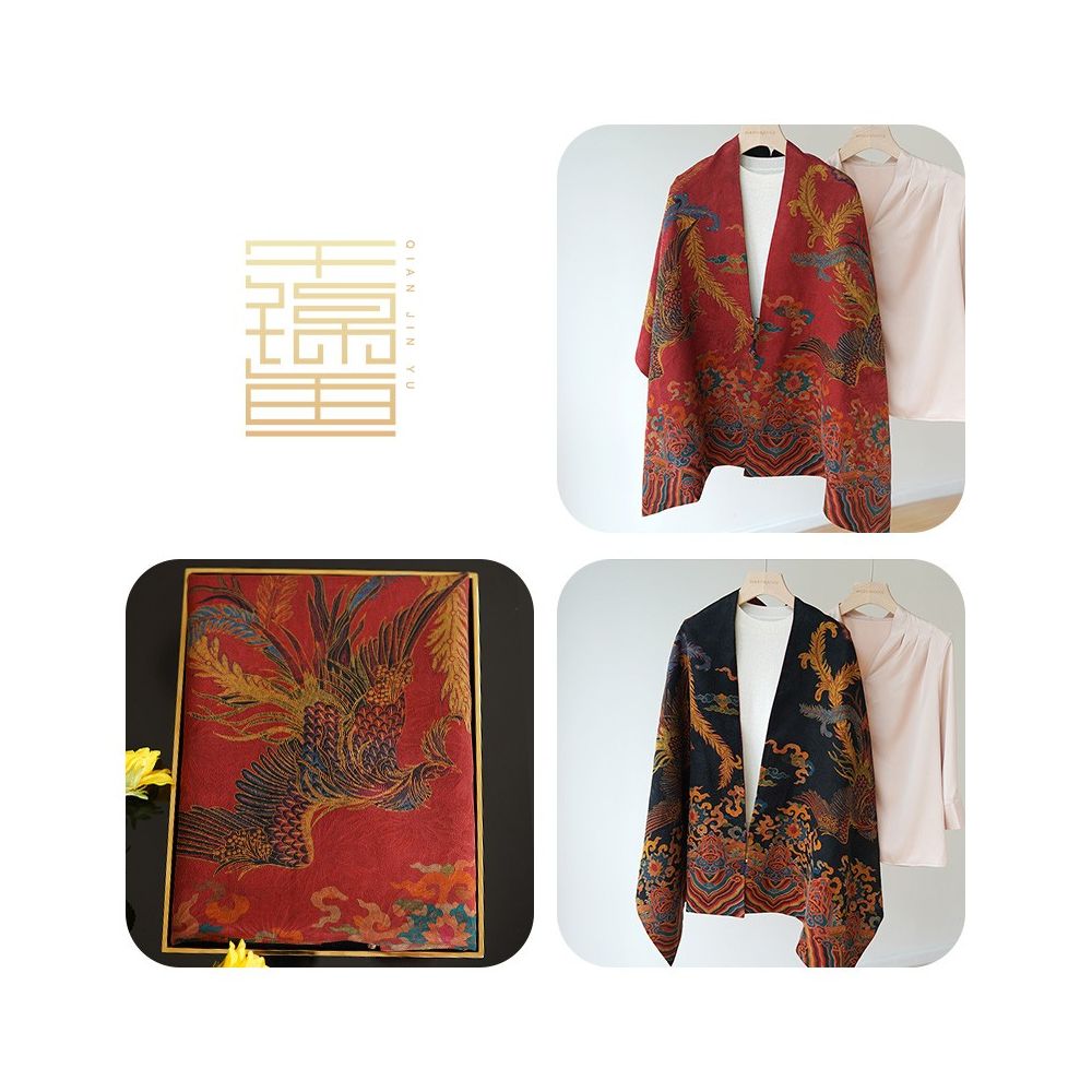 Thousands of miles of mountains and rivers fragrant cloud gauze shawl buckle double sided silk Chinese style gift for elders mothers silk scarves women s scarves image 9