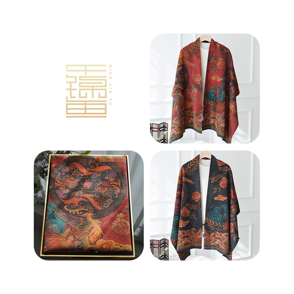 Thousands of miles of mountains and rivers fragrant cloud gauze shawl buckle double sided silk Chinese style gift for elders mothers silk scarves women s scarves image 13