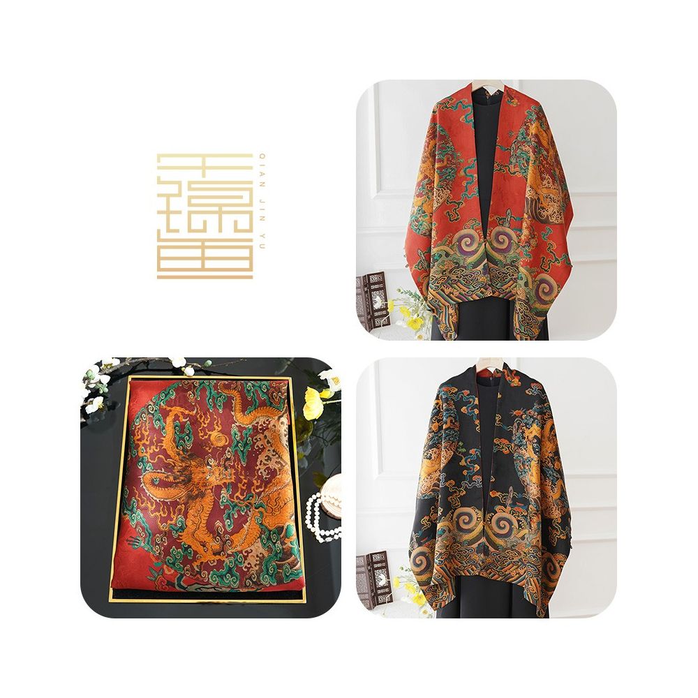 Thousands of miles of mountains and rivers fragrant cloud gauze shawl buckle double sided silk Chinese style gift for elders mothers silk scarves women s scarves image 14