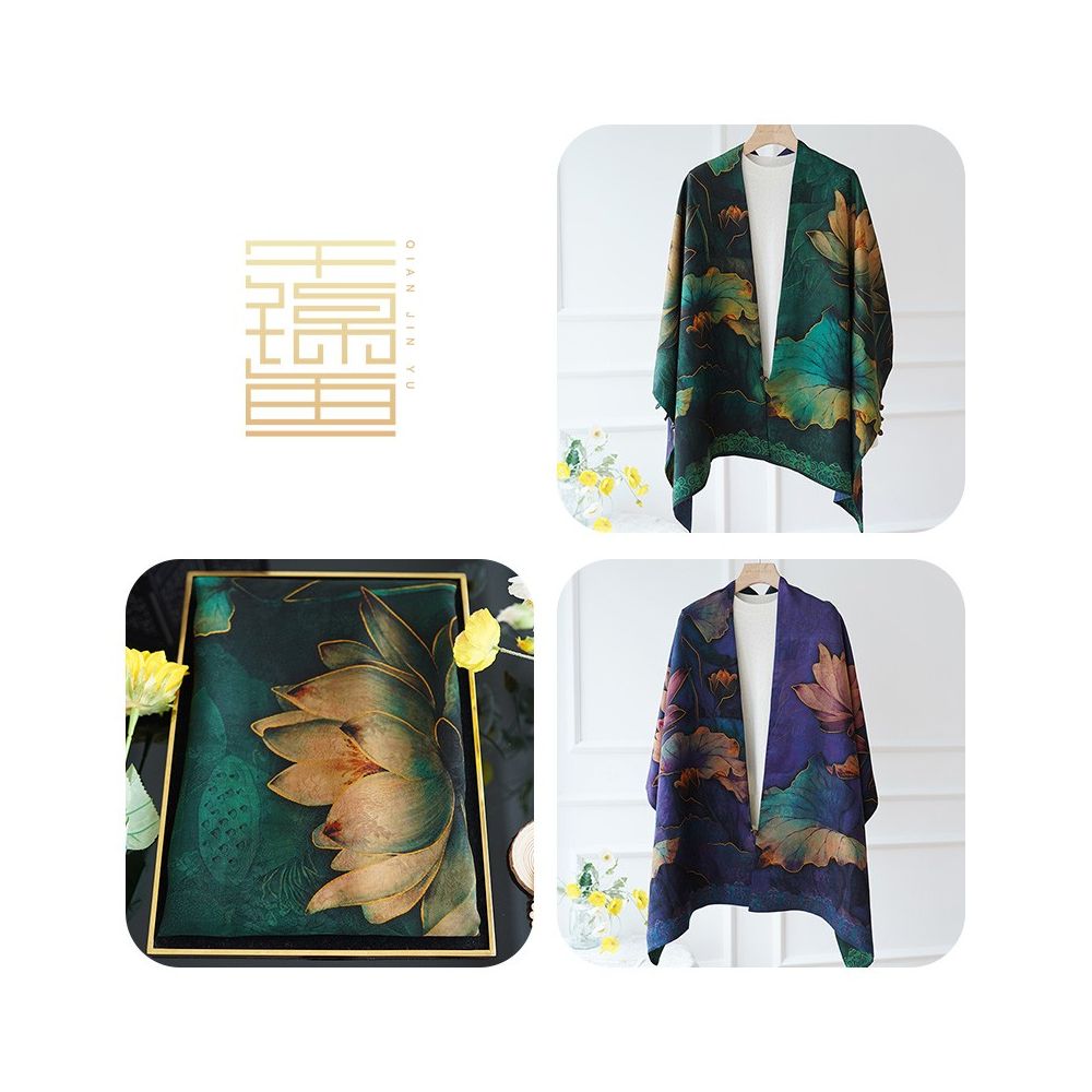 Thousands of miles of mountains and rivers fragrant cloud gauze shawl buckle double sided silk Chinese style gift for elders mothers silk scarves women s scarves image 15