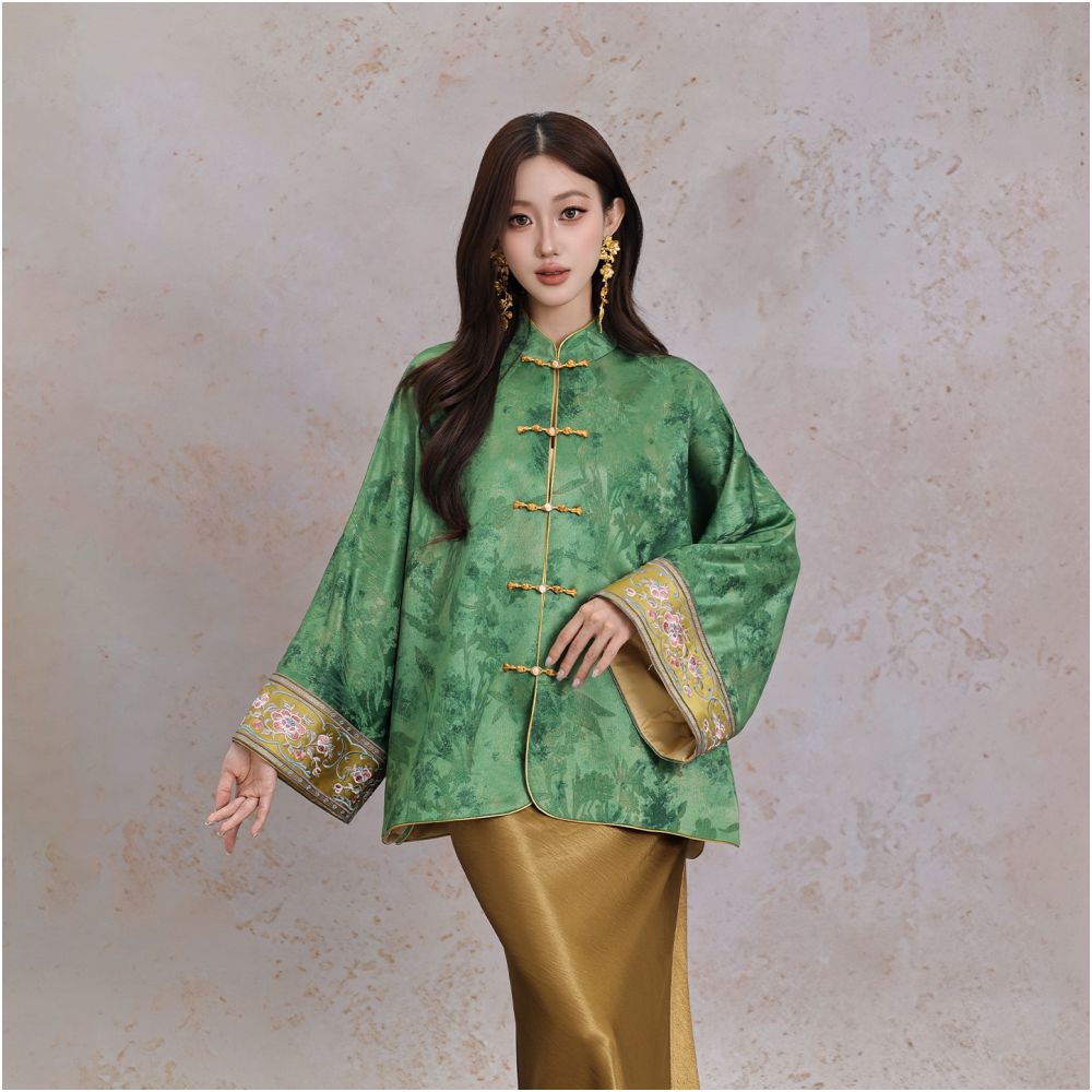 BYLU Jinzhan Dotted with Jade New Chinese Embroidered Button Top Women s Retro National Style Improved Hanfu Cardigan Jacket image 1