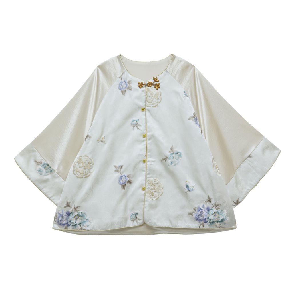 BYLU Tuberose New Chinese style original design satin stitching jacquard embroidery buttoned heavy duty jacket image 5