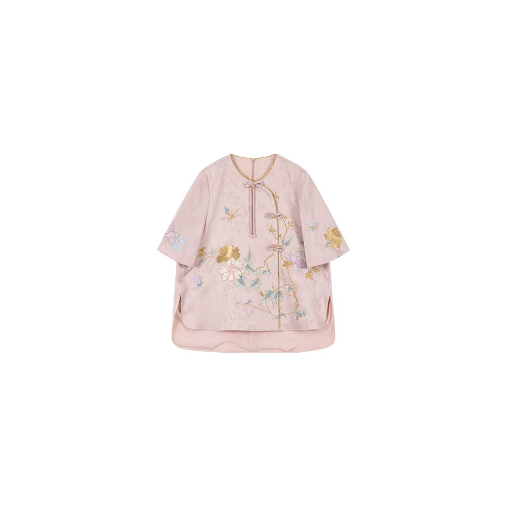 Du Butt Peach Original Garden Dream 3 0 New Chinese Women s Quiet Luxury Chinese Style Jacquard Embroidery Satin Set image 13