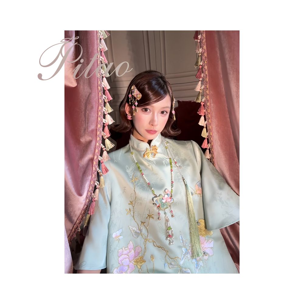 Du Butt Peach Original Garden Dream 3 0 New Chinese Women s Quiet Luxury Chinese Style Jacquard Embroidery Satin Set image 24