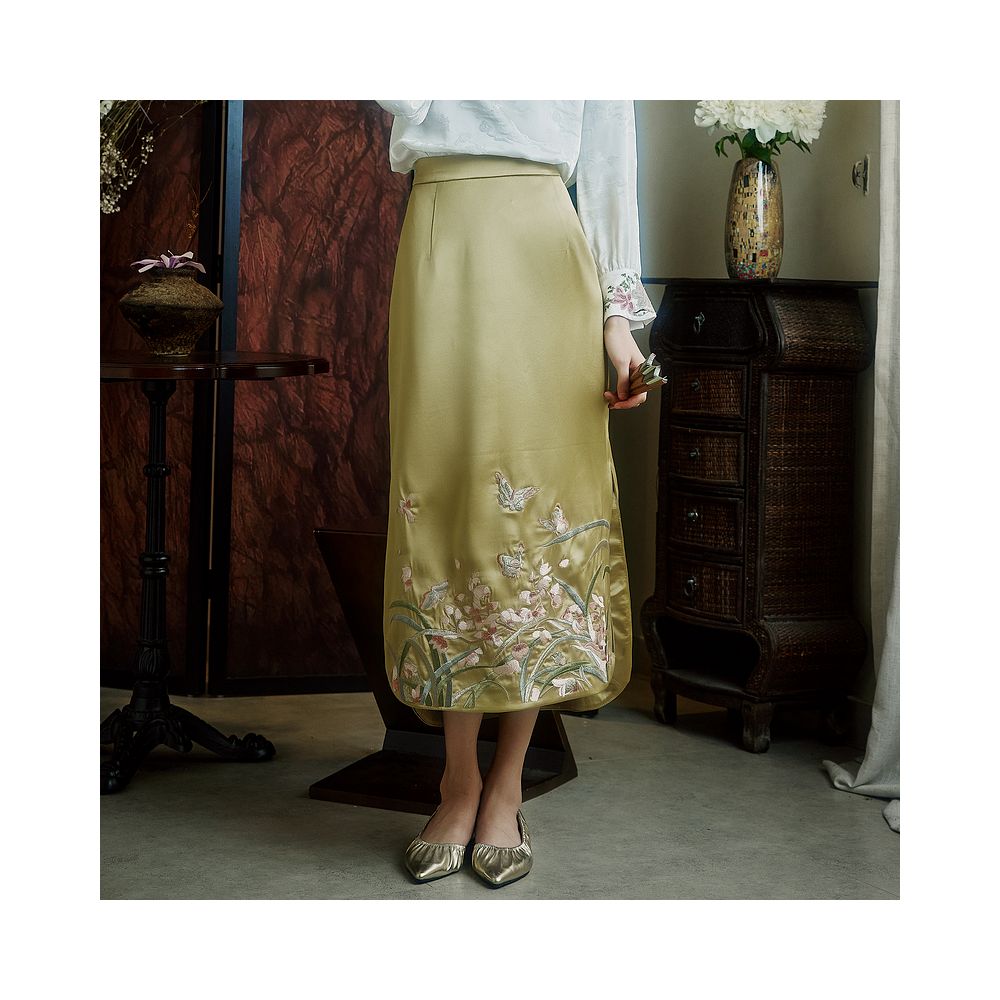 Mo Yu Fang Lan Chinese style original heavy embroidery hip skirt New Chinese style elegant cheongsam skirt image 4