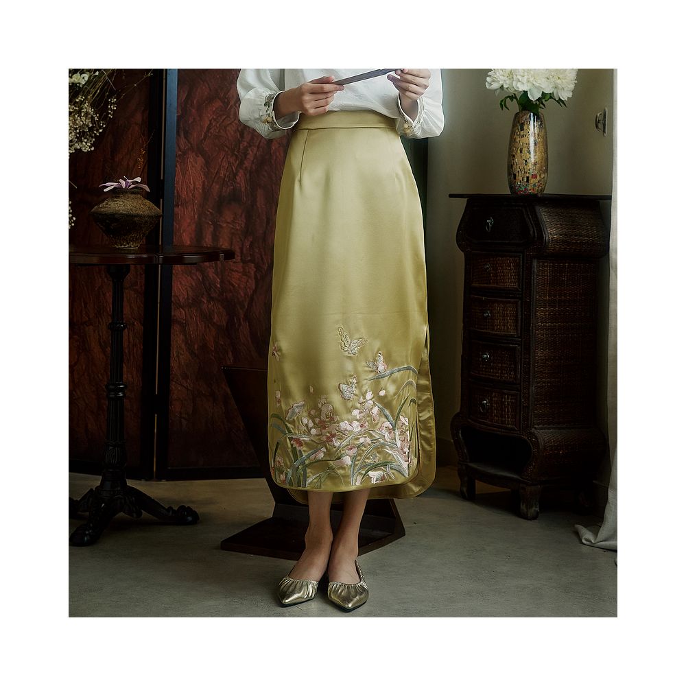 Mo Yu Fang Lan Chinese style original heavy embroidery hip skirt New Chinese style elegant cheongsam skirt image 6
