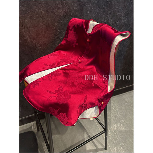 ASAYA4940 – Reversible Dynasty Brocade Vest 🔴✨