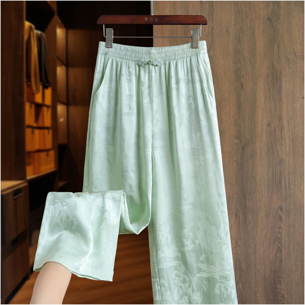 ASAYA4942 – Serene Silk Jacquard Pants 🌸✨