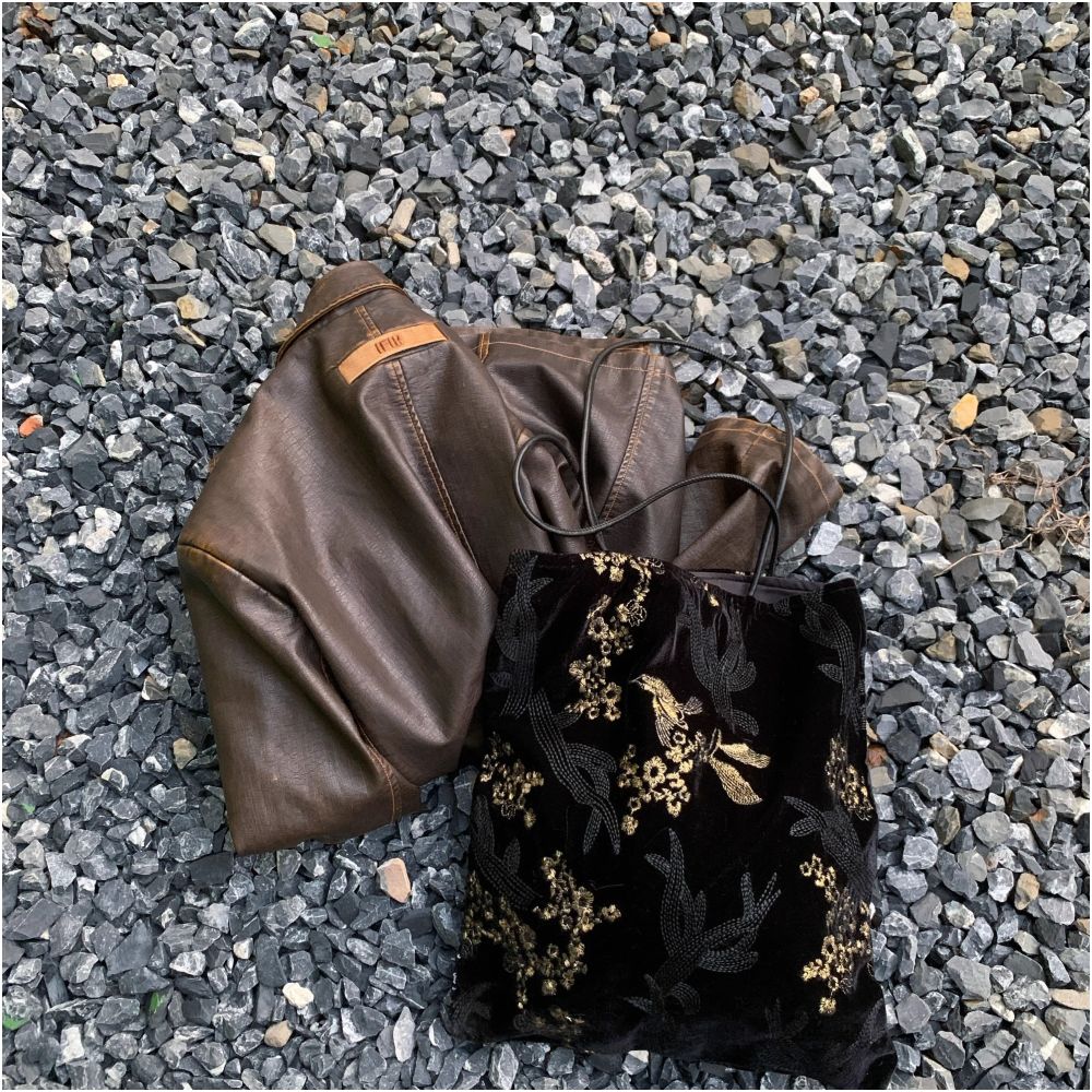 Original design new Chinese style velvet embroidery underarm large capacity bag double sided retro national style splicing sequin beads image 4