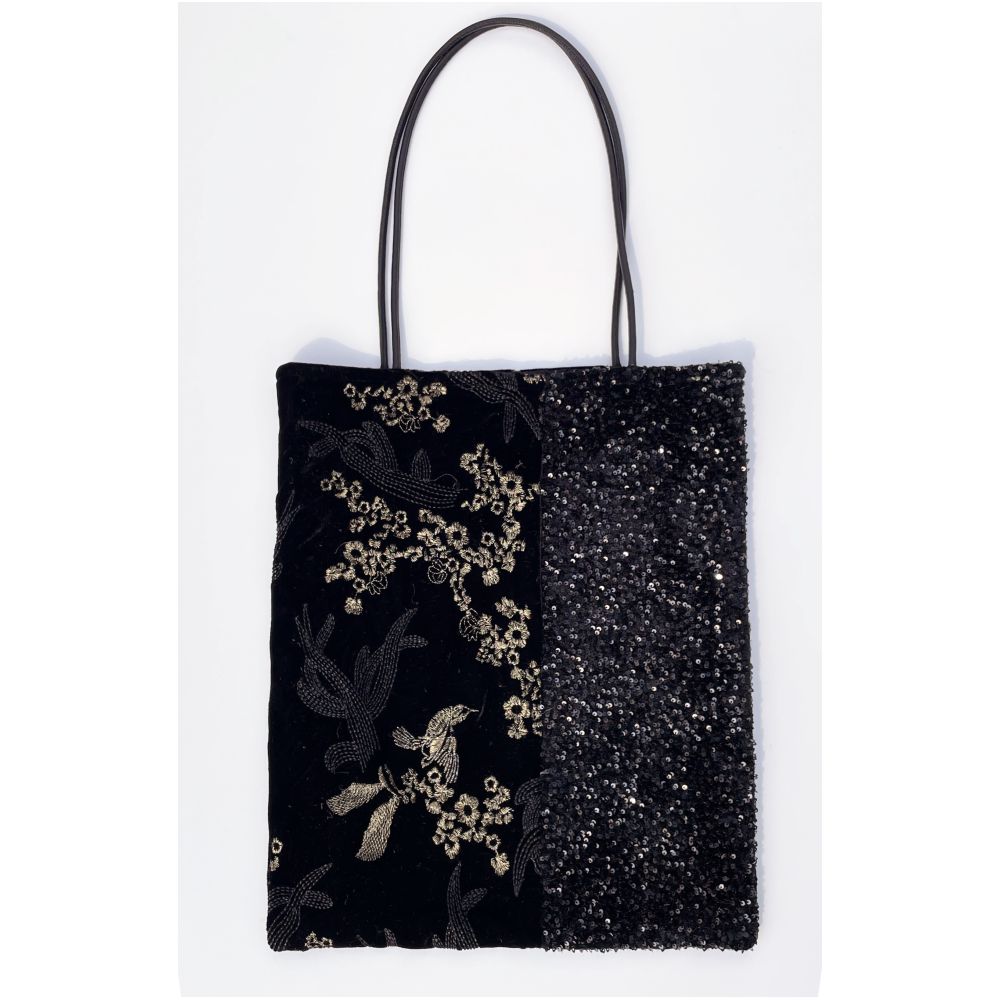 Original design new Chinese style velvet embroidery underarm large capacity bag double sided retro national style splicing sequin beads image 6