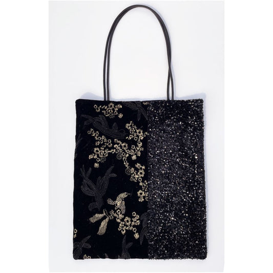 ASAYA4950 – Noir Blossom Velvet Tote 🖤✨