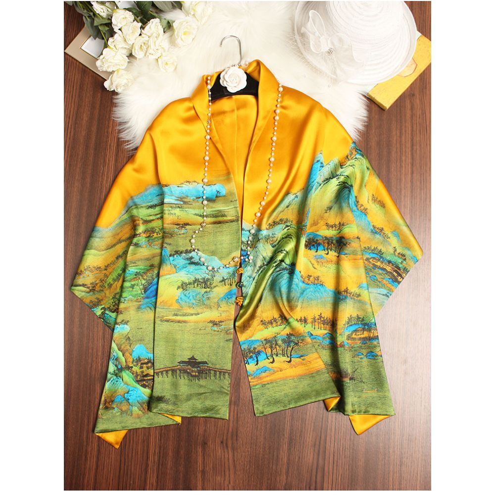 ASAYA4951 – Luminous Silk Garden Shawl 🌸✨