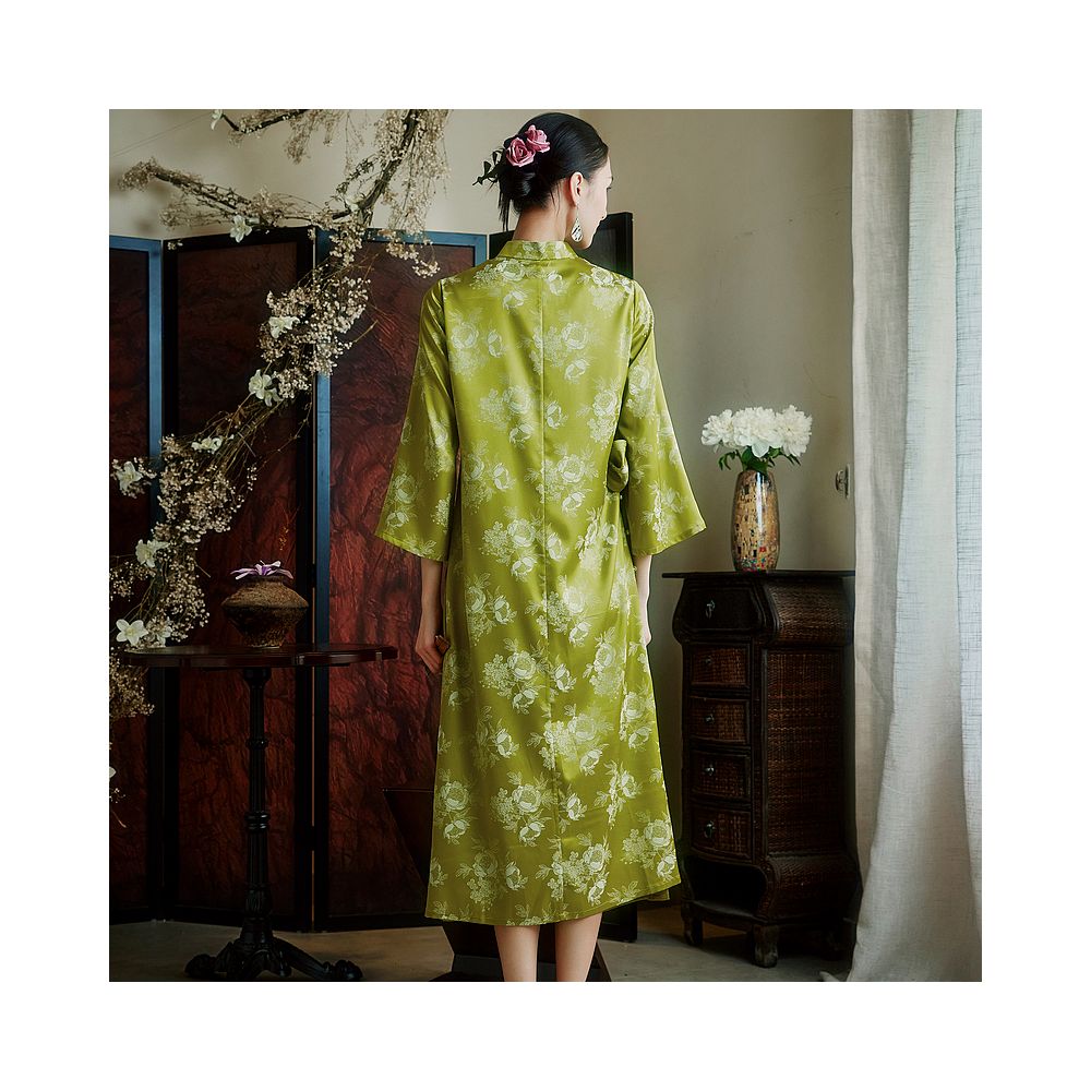 Moyu Qingyue New Chinese style design with pleat tie and improved slim fit daily Chinese cheongsam dress image 5