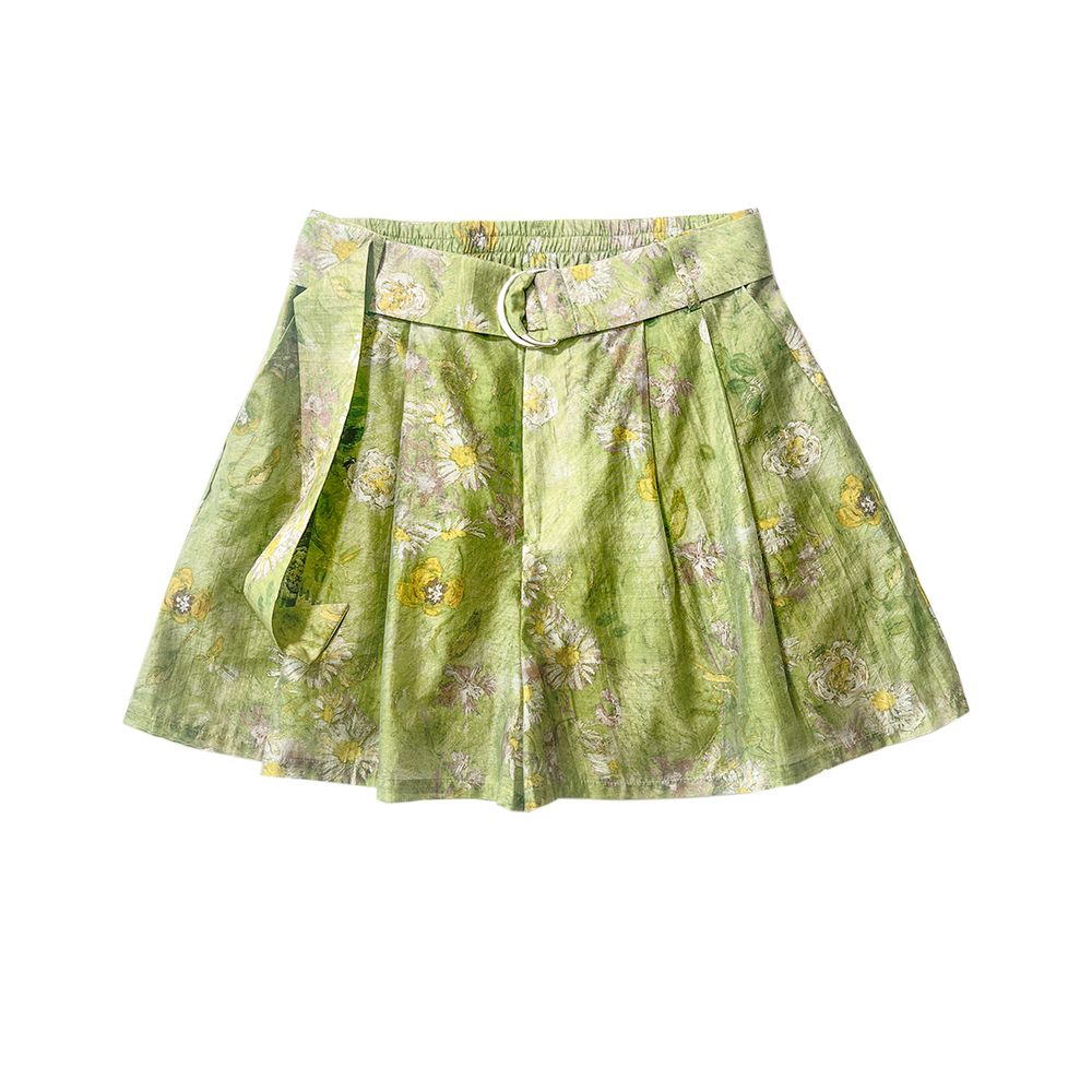 OPOF Tencel shirt women s loose shorts suit oil painting print lace up slim design 2024 spring and summer new products image 11