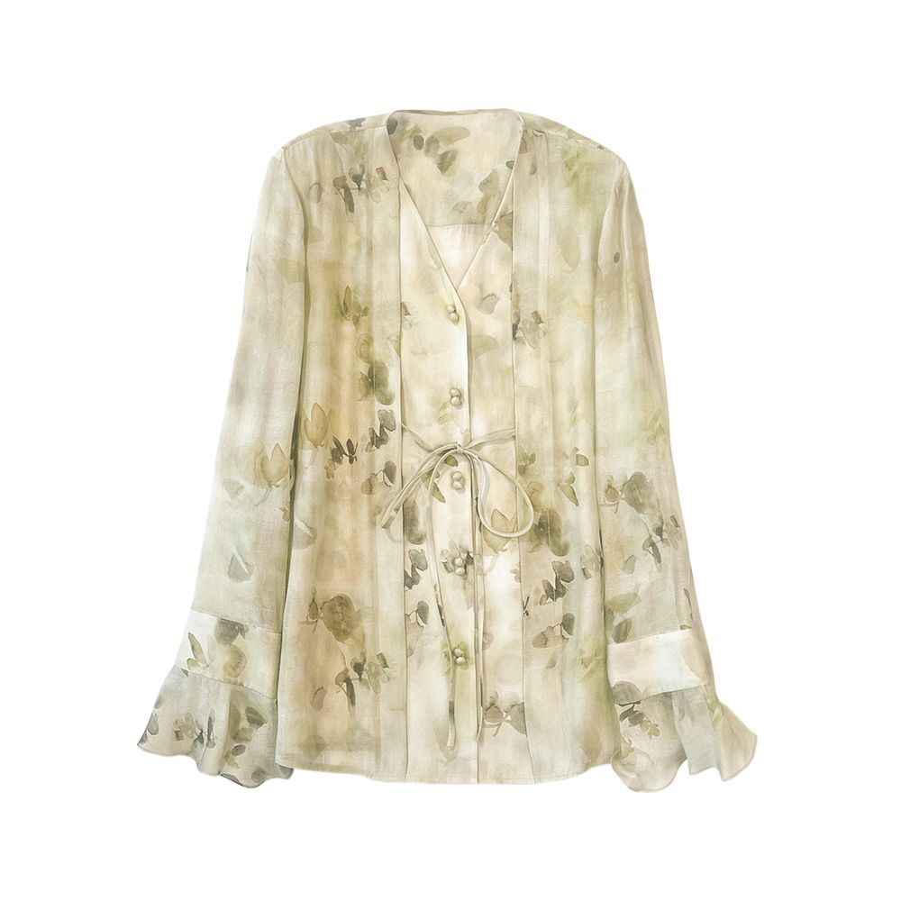 OPOF s new Chinese style printed shirt and wide leg pants set has a niche and refreshing design for vacation in spring and summer 2024 image 19