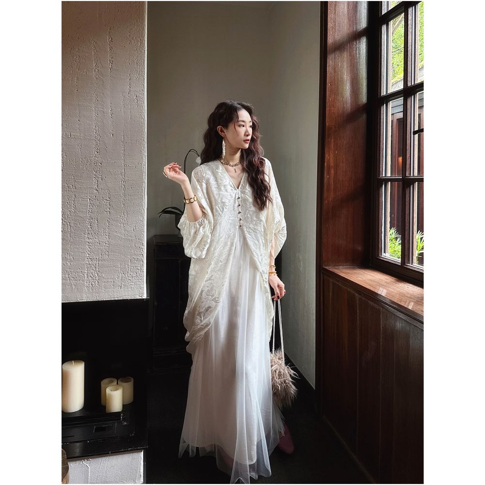 Sanji Black Flower Sleepless Chinese Style Practice Dyeing Burning Flower Autumn Fashion Dress New Chinese Banquet Long Dress image 4