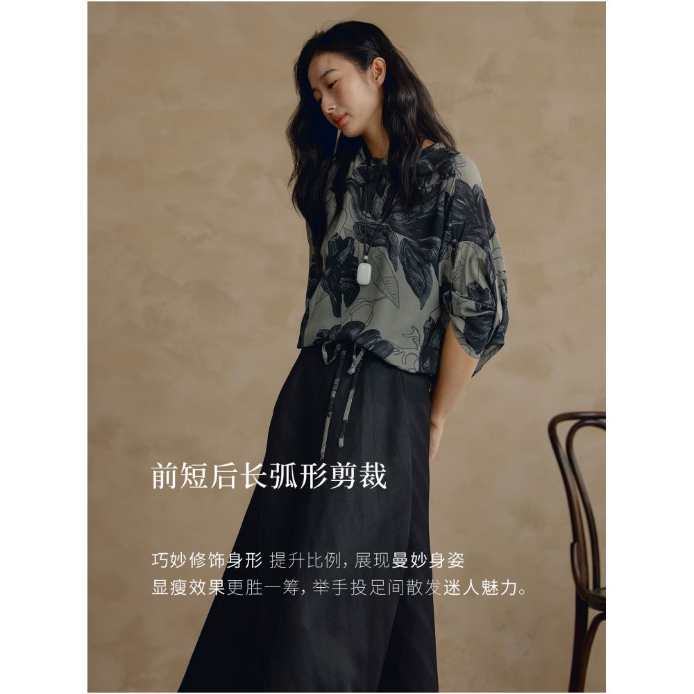 Interface new Chinese style silk printed tops for women unique artistic and improved design new long sleeved blouse sunscreen shirt image 6