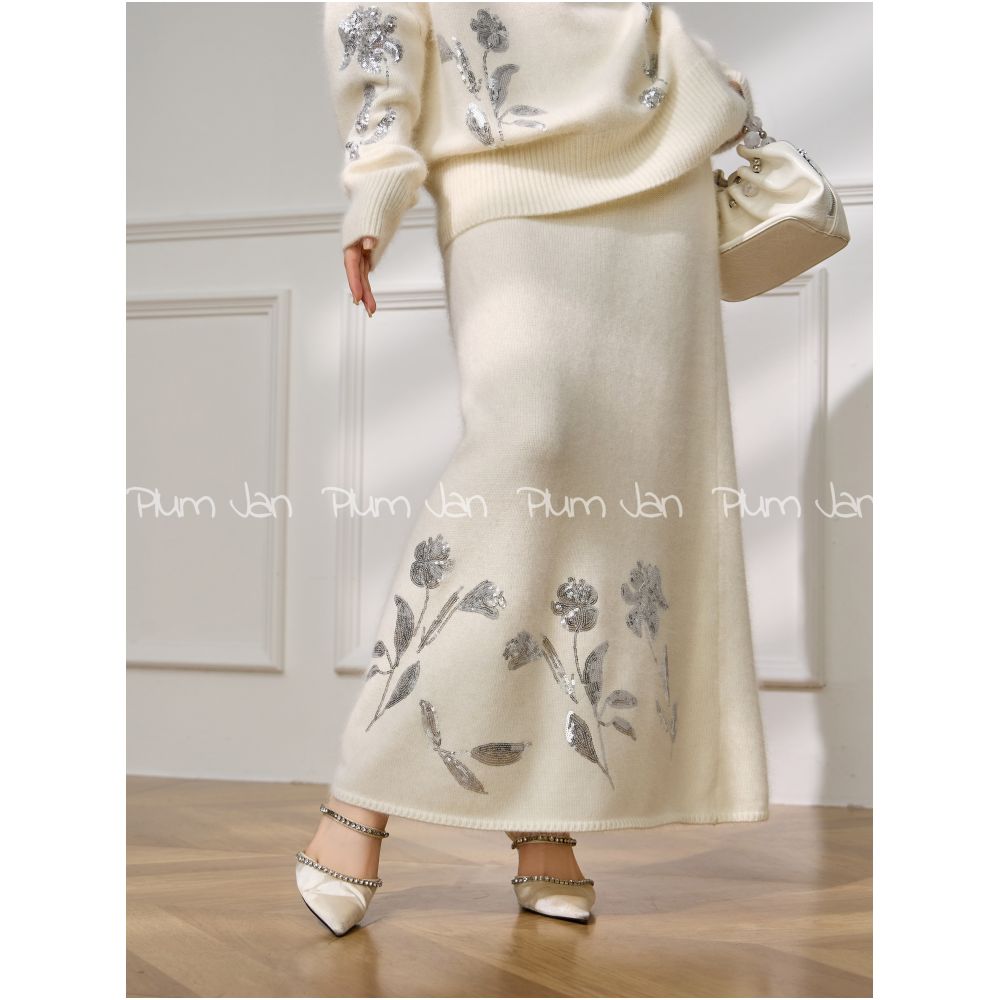 ASAYA4985 – Frost Bloom Embellished Knit Set ❄️🌸