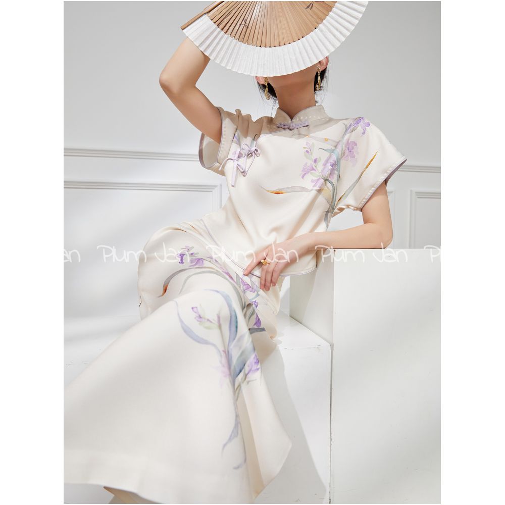 Plum Jan New Chinese style suit Chinese style women s summer style this year popular beautiful modified cheongsam skirt two piece suit image 16