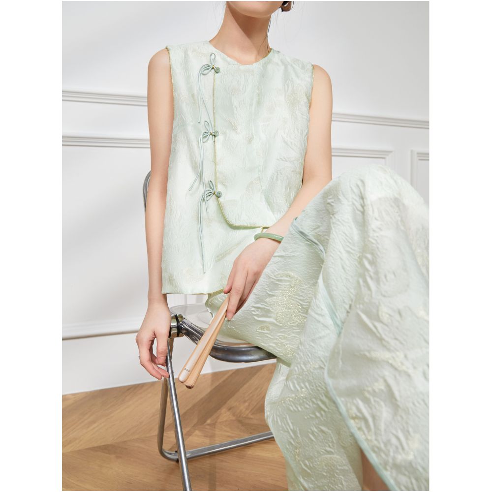Plum Jan 50 off Chinese style suit skirt women s summer 2025 new sleeveless top half skirt two piece suit image 14
