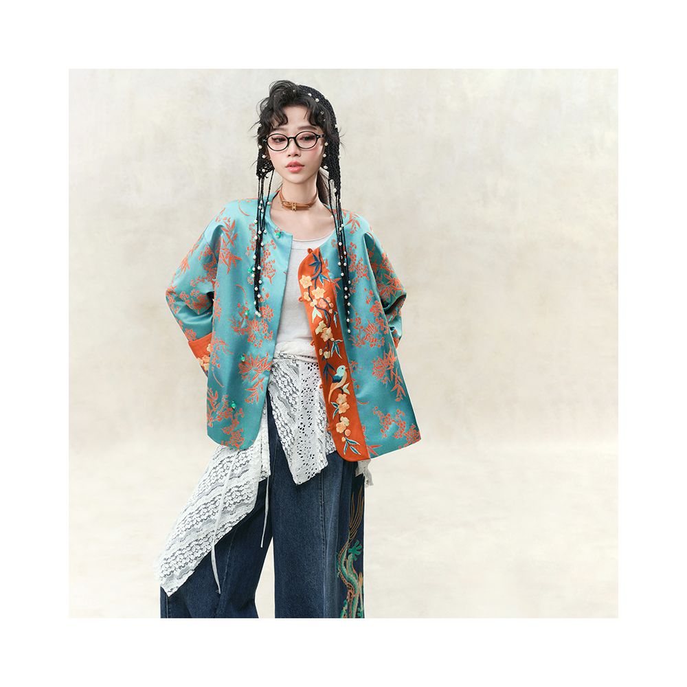 Su Luo s Hundred Flowers Series Yaoyao Yange original design new Chinese style heavy embroidery spring loose short jacket image 1