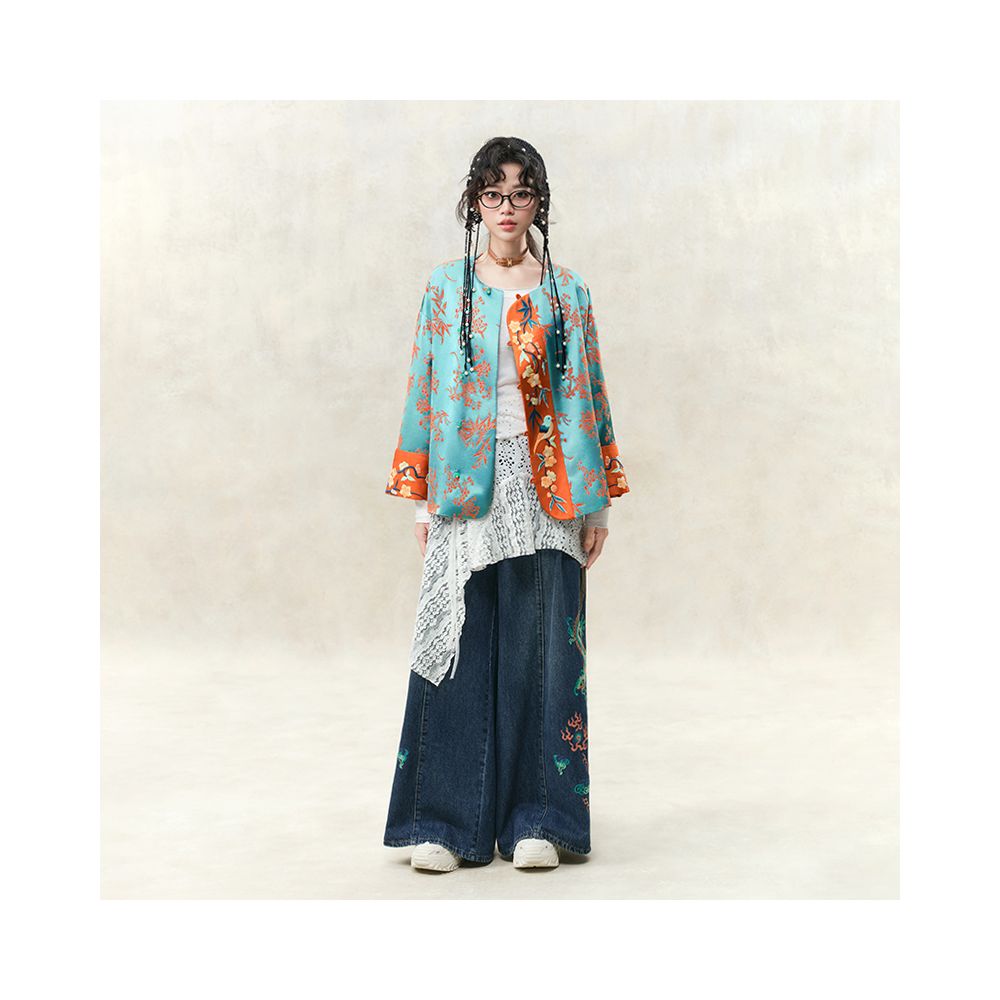 Su Luo s Hundred Flowers Series Yaoyao Yange original design new Chinese style heavy embroidery spring loose short jacket image 2