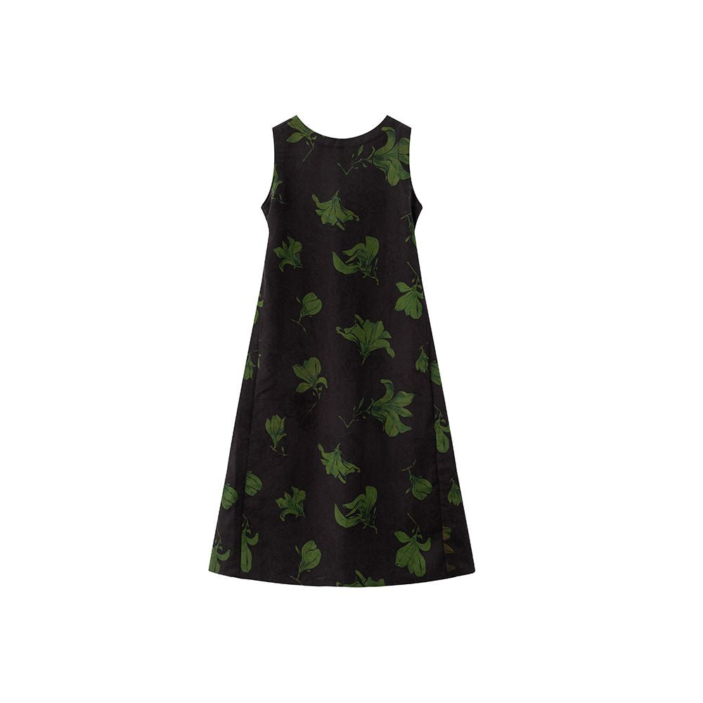ASAYA5035 – Pusu Xiangyun Silk Botanical Dress 🌿🖤
