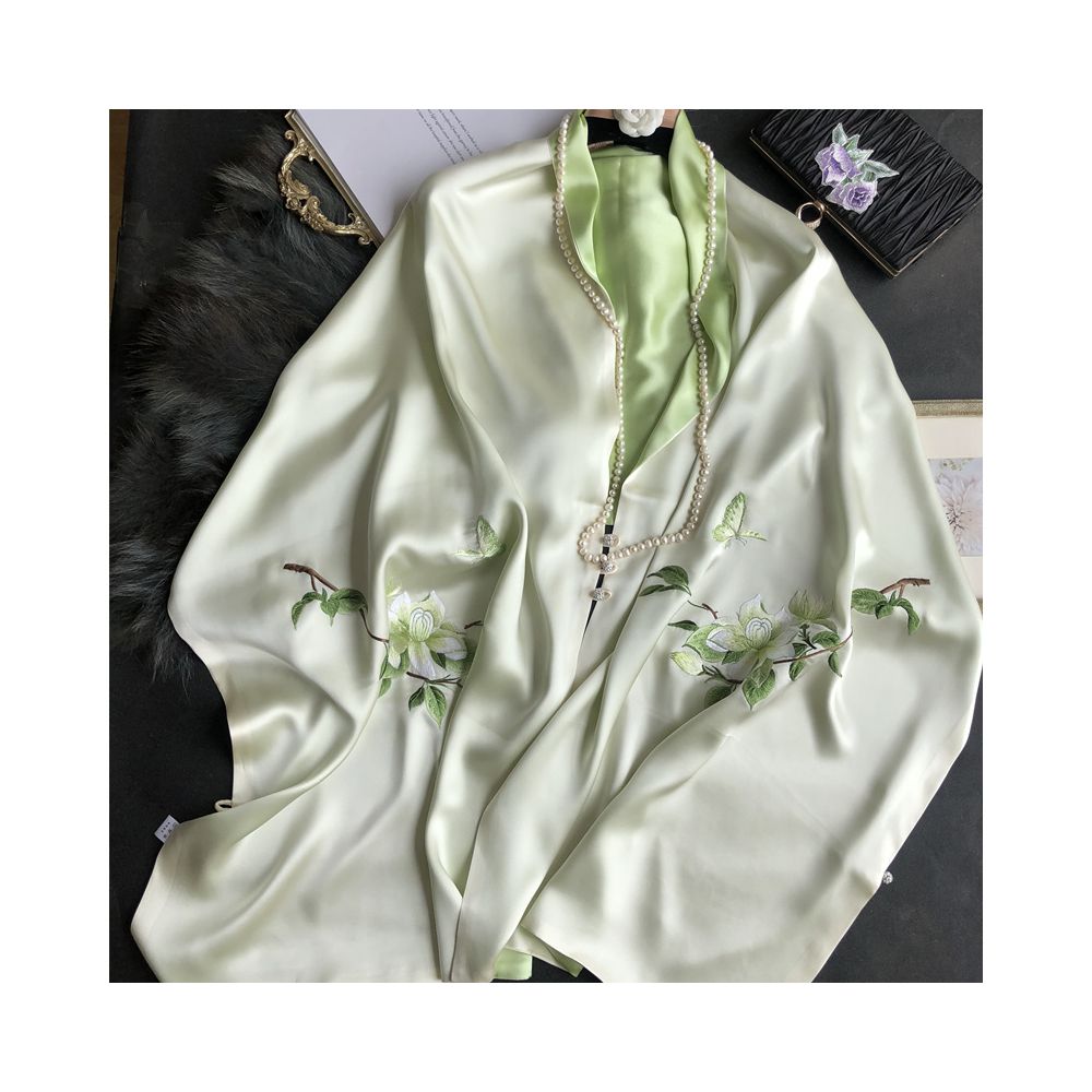 Pankou Gardenia Hangzhou Silk High end Silk Embroidered Scarf Women s Mulberry Silk Su Embroidery Flower Shawl Silk Scarf Gift image 2