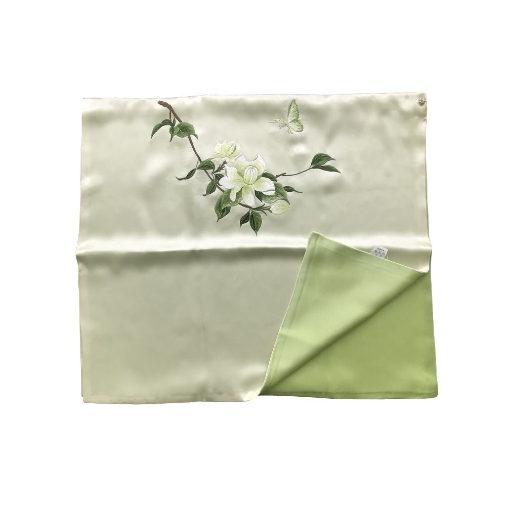 Pankou Gardenia Hangzhou Silk High end Silk Embroidered Scarf Women s Mulberry Silk Su Embroidery Flower Shawl Silk Scarf Gift image 5