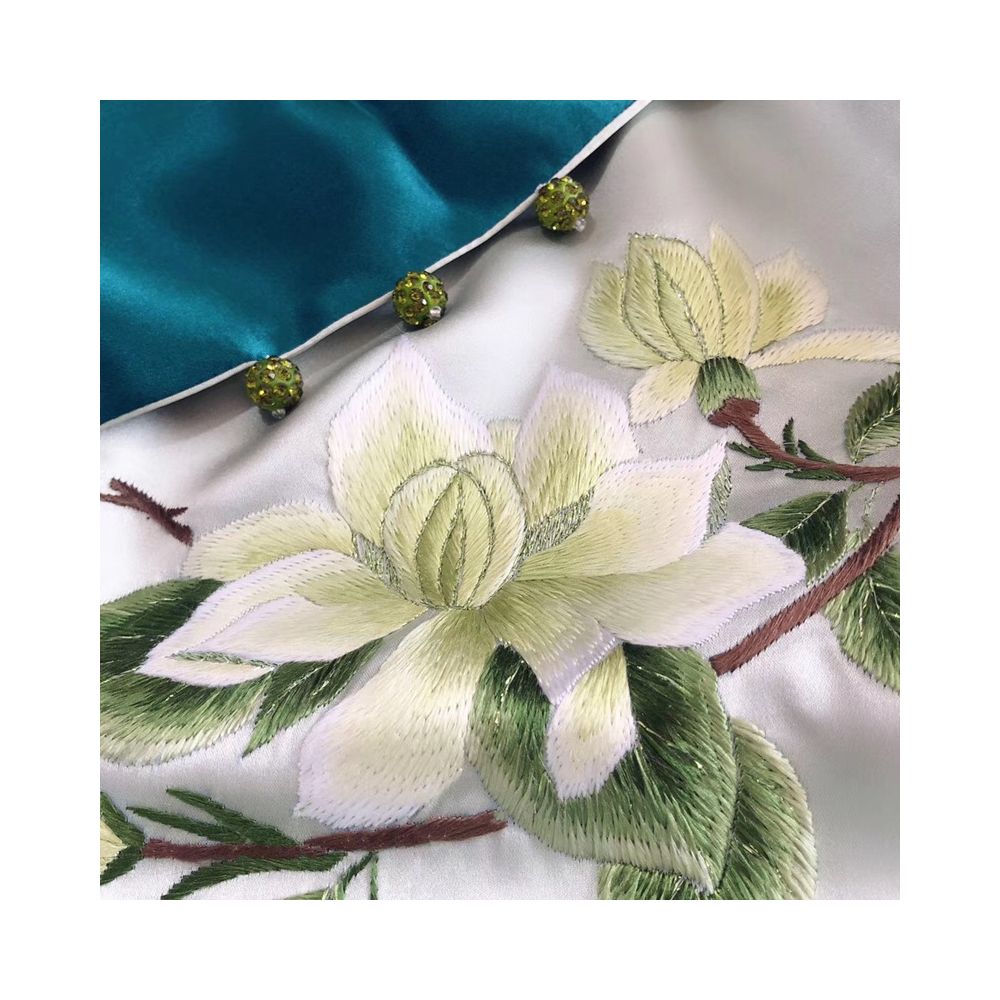Pankou Gardenia Hangzhou Silk High end Silk Embroidered Scarf Women s Mulberry Silk Su Embroidery Flower Shawl Silk Scarf Gift image 6