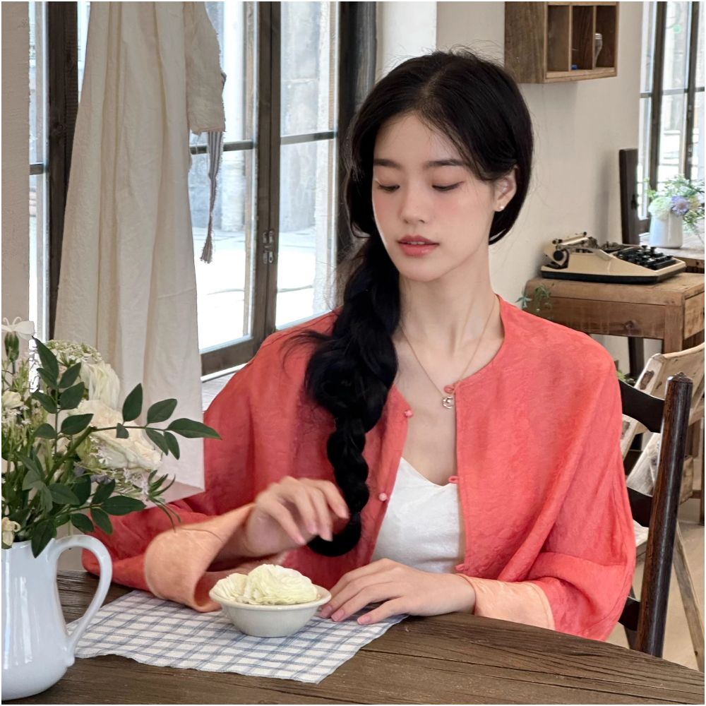 Ti Ti Ti Chan Juan All silk double sided two color silk jacket new Chinese style national style temperament all match tops spring image 9