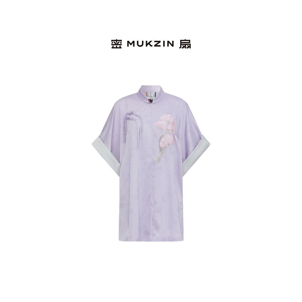 Luo Yutong s same style Mishan 2025 new style New Summer Fu series Chinese style embroidered wide sleeved top and skirt suit image 5