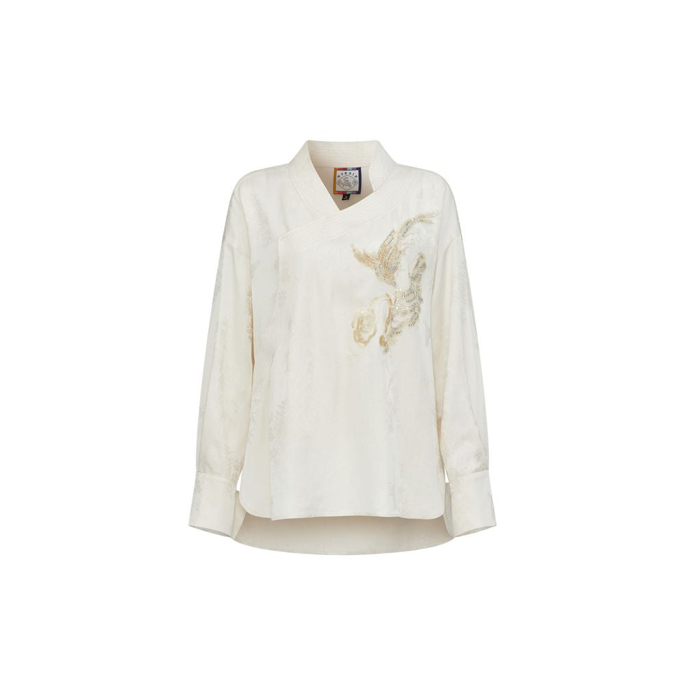Mi Fan 2025 Spring Collection New Spring Song Sequence Series New Chinese Retro Shirt Chinese Style Rice White Slant Front Shirt Women s image 13