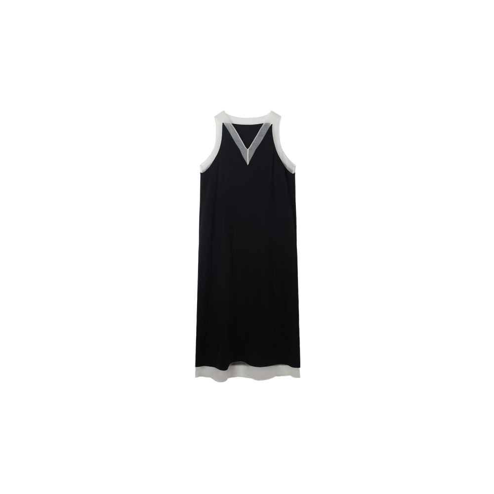 LiHuiEr Lofoten Islands Black Acetate Tank Top Skirt Design Sleeveless V neck Dress image 10