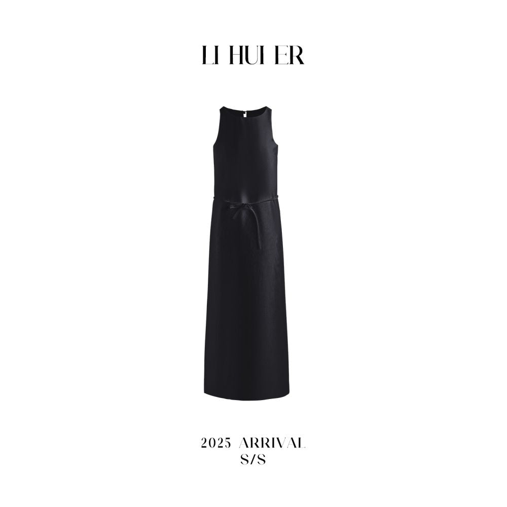 LiHuiEr simple fog black dress for women exuding a sense of luxury and slimming temperament Sleeveless vest dress image 6