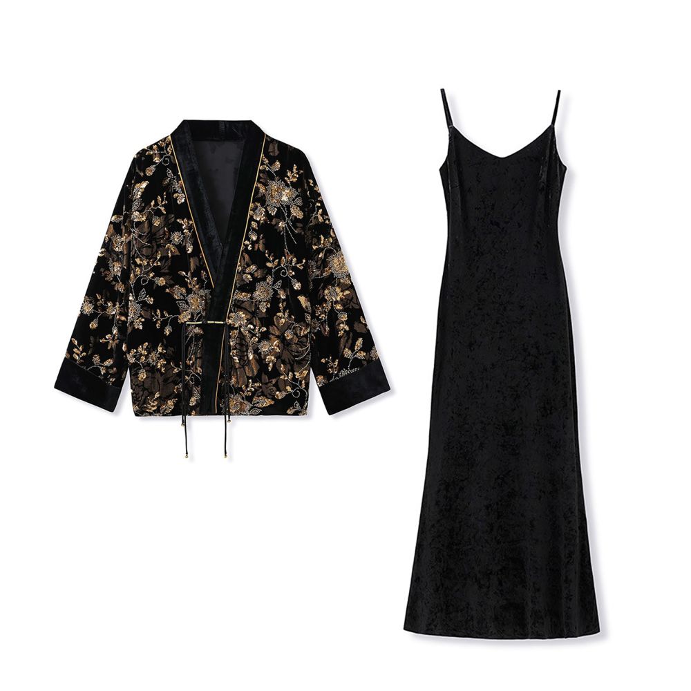 Tang Dou Gao Ding Gilded Flower Shadow New Chinese style Burnt Flower Embroidered Bead Cardigan National Style Mulberry Silk Old Money Style Coat for Women image 8