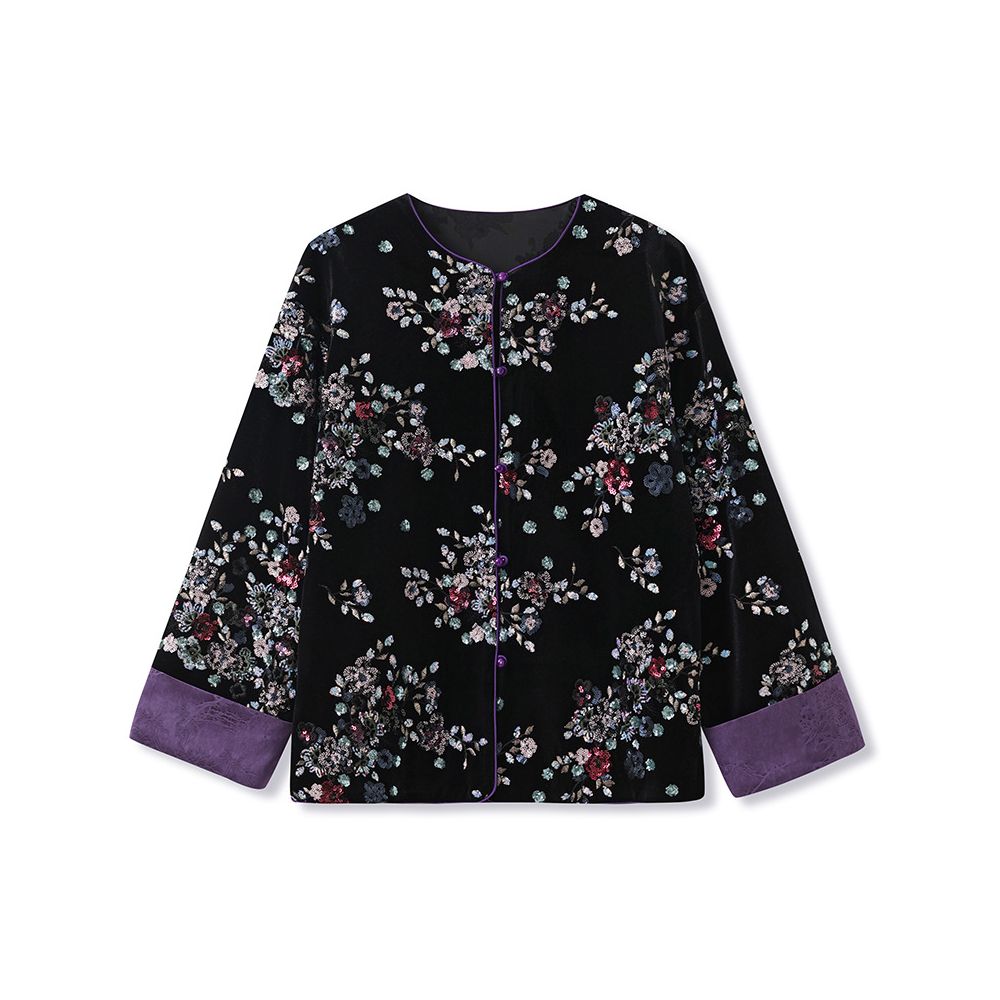Tangdou Couture Jade Flower Butterfly New Chinese Style Loose Heavy Floral Embroidery Sequined Jacket for Women image 11