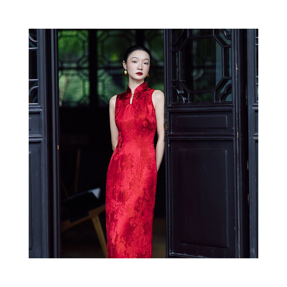 Dear Mudan New Chinese Qipao engagement dress daily wearable long skirt white high end elegant sleeveless morning gown image 10