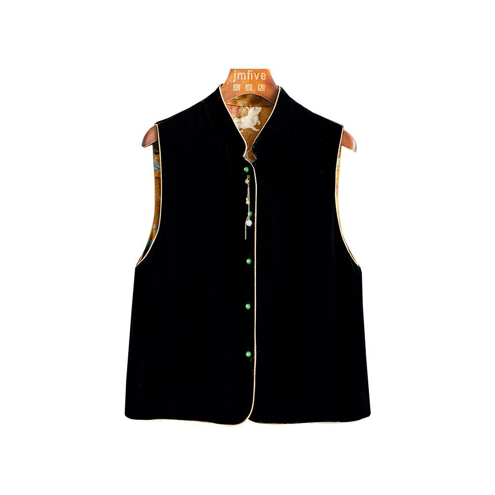 New Chinese style silk velvet double sided versatile fashionable vest for women in autumn 2025 elegant and stylish vest image 5