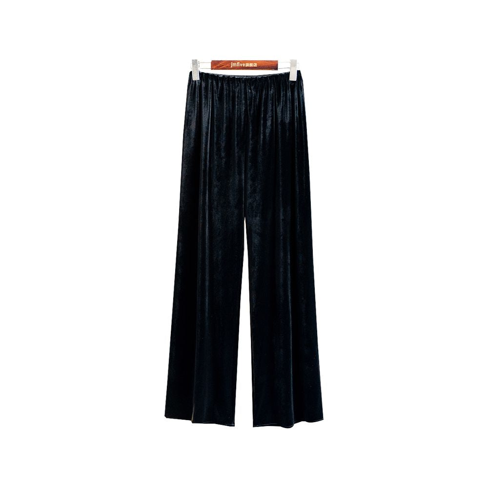New Chinese style versatile commuting casual simple velvet long pants for women 2025 autumn new fashion retro wide leg pants for women image 13