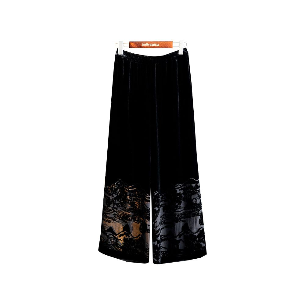New Chinese style silk velvet elegant and fashionable casual pants for summer 2025 new products of mulberry silk high waist slimming wide leg pants image 10