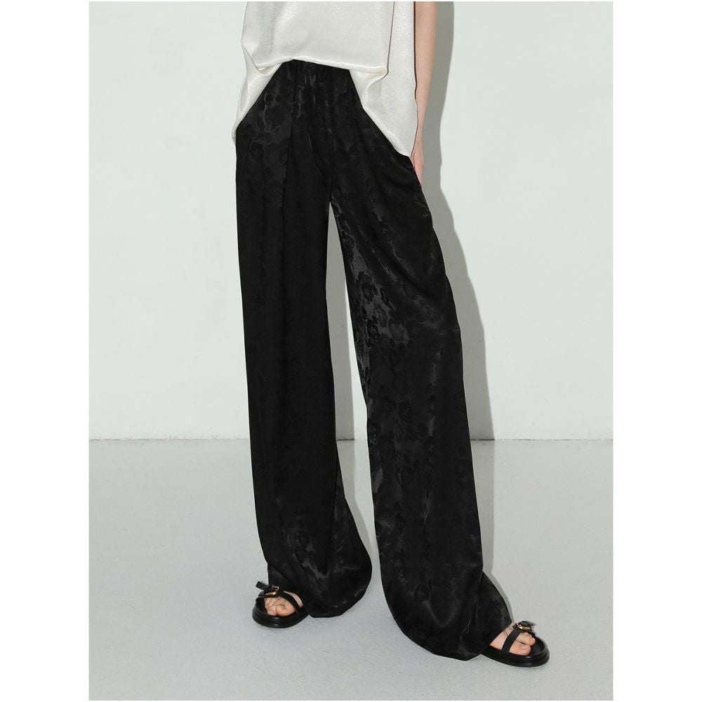 COCOBELLA new Chinese style fog jacquard satin wide leg pants Chinese style women s early autumn hanging straight leg pants PA0018 image 13