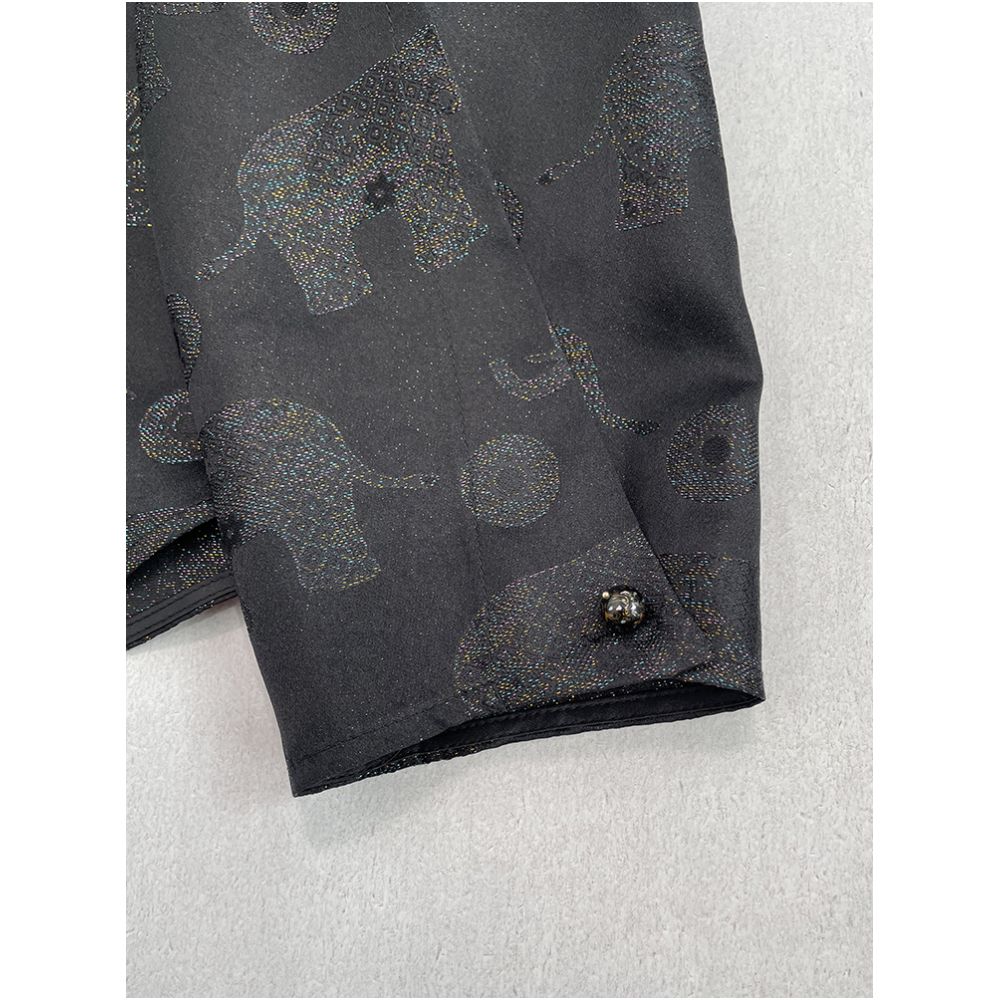 Colorful Blessing Elephant Pearl Mother of Pearl Rainbow Fine Sparkle Chinese Style Slant Collar Round Neck Shirt New Chinese Tang Style Autumn Women s Top image 6