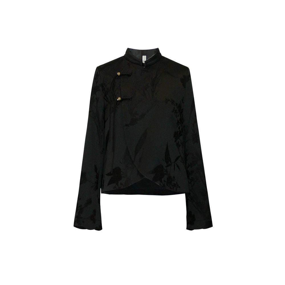 Chuchan new Chinese style women s clothing 2025 autumn new black high end retro jacquard commuting Chinese style top set image 5