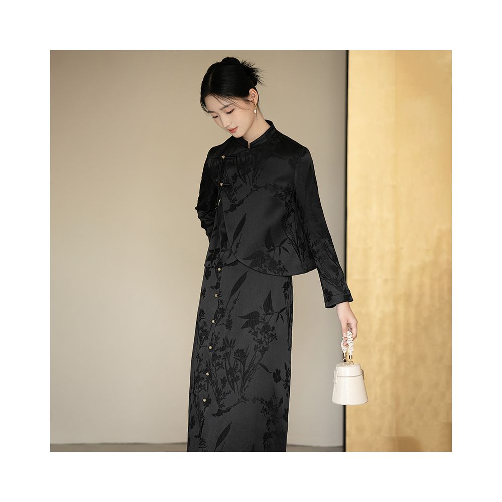 ASAYA5111 – Noir Bloom Silk Set 🖤🌿