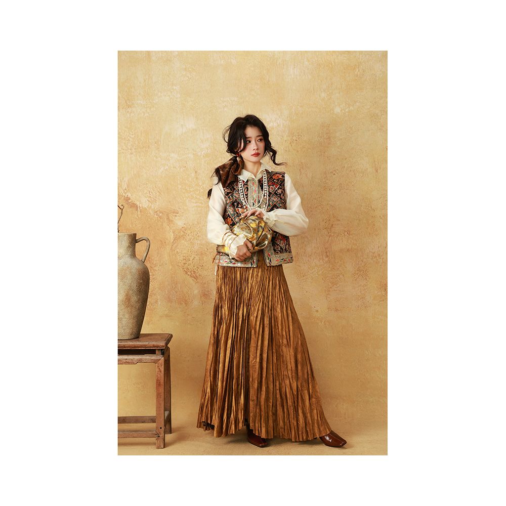 dangdang somes Blooming Flowers in Spring Rubik s Cube Flower Embroidery Ethnic Style Dense Embroidery Quilted Vest image 2