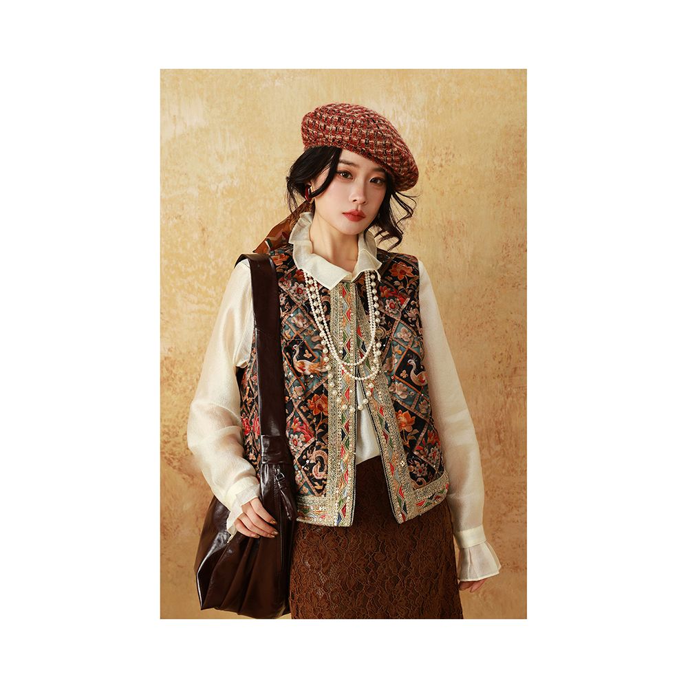 ASAYA5112 – Velvet Folk Art Vest 🌿✨