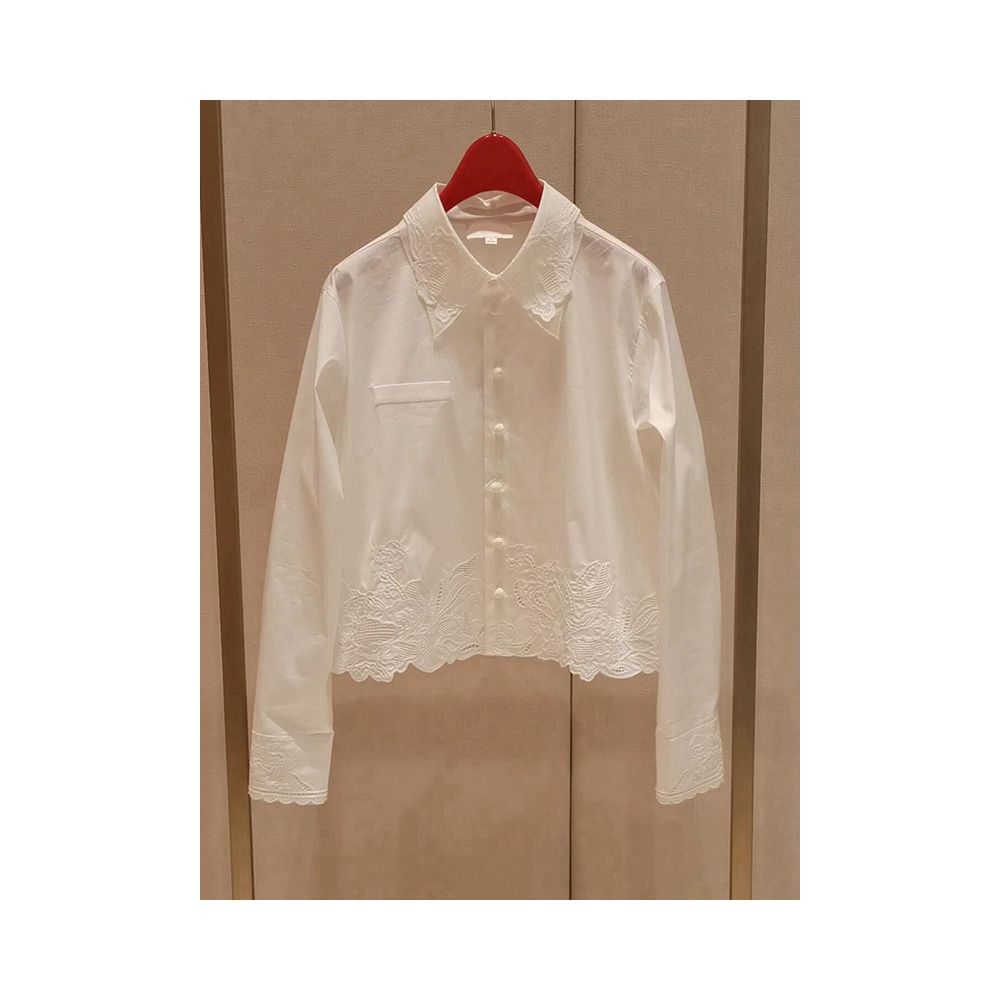 White embroidered shirt for women perfect for summer with a unique and stylish design A chic and sophisticated piece image 1