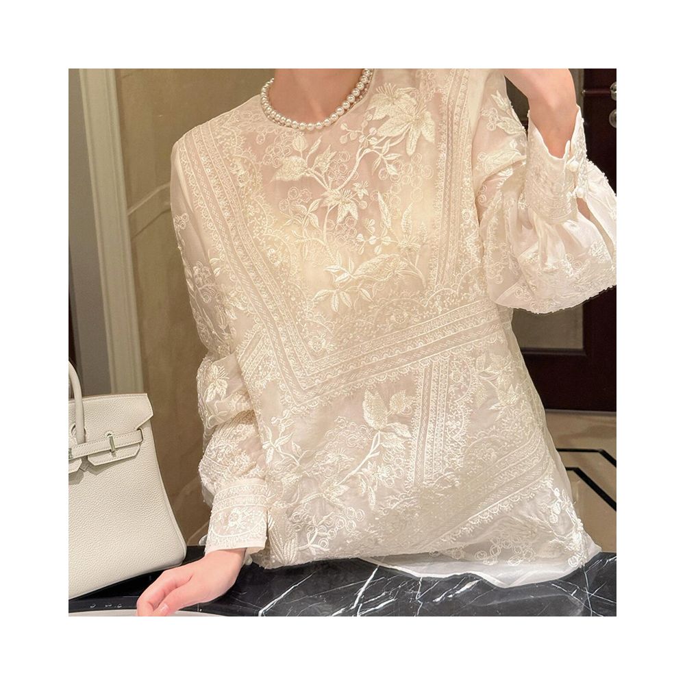 ASAYA5131 – Opaline Embroidered Organza Blouse 🤍✨